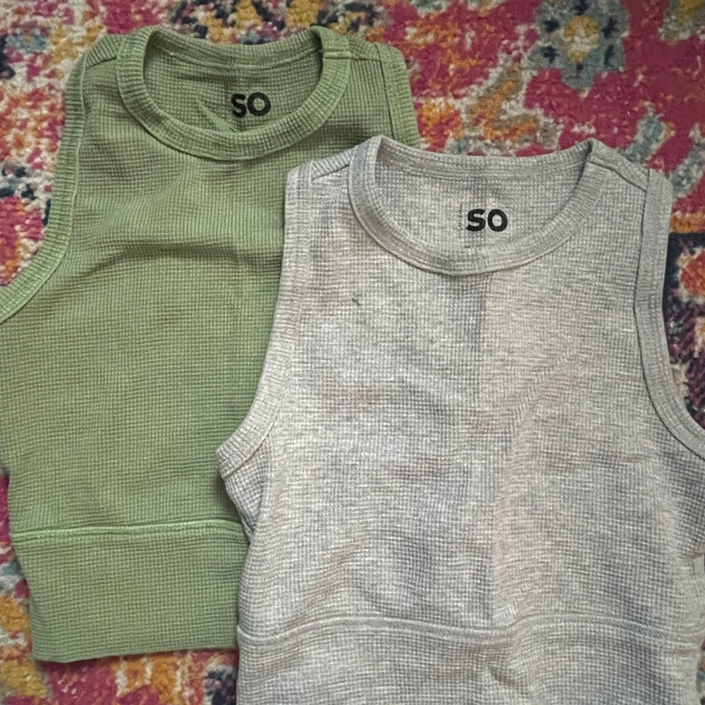 Set of two cropped racer back tank tops